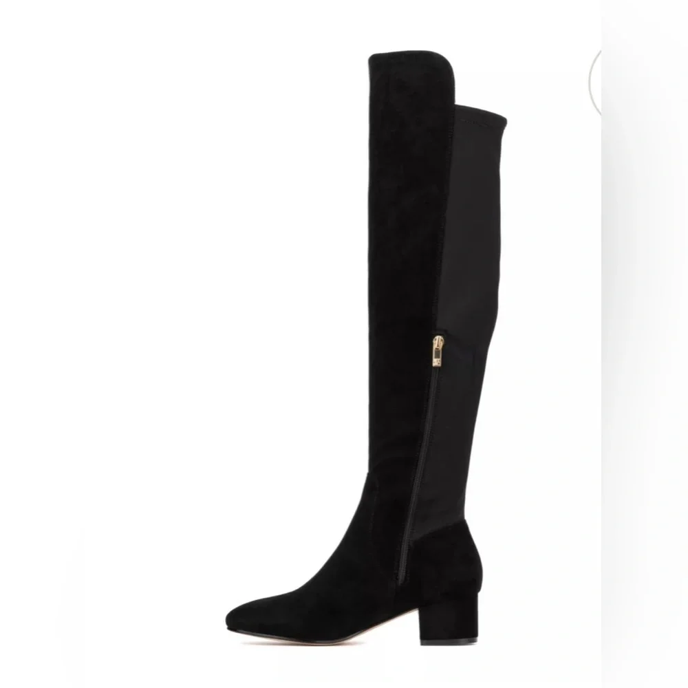 NEW YORK & COMPANY FLORENCE ALMOND TOE FAUX SUEDE OVER THE KNEE BOOTS SIZE 9